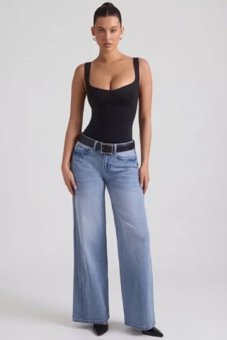 Jeylan Low-Rise-Jeans mit weitem Bein in Vintage-Waschung Jeylan Low-Rise-Jeans mit weitem Bein in Vintage-Waschung
