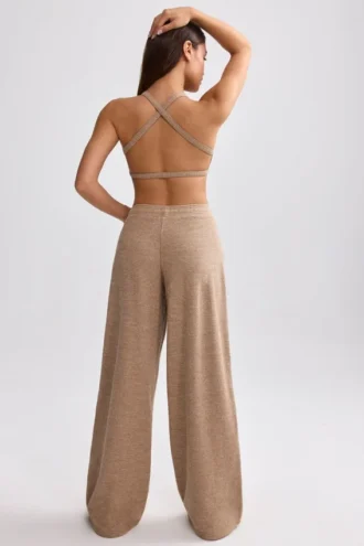 Jogginghose aus Frottee mit weitem Bein in Mokka-Braun Jogginghose aus Frottee mit weitem Bein in Mokka-Braun