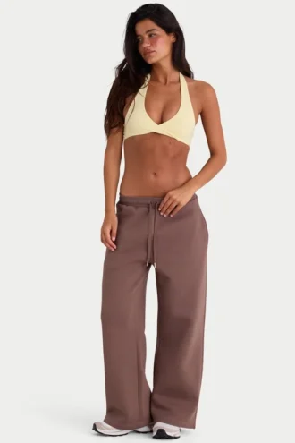 Jogginghose aus gebürstetem Jersey mit weitem Bein in Kakao Jogginghose aus gebürstetem Jersey mit weitem Bein in Kakao
