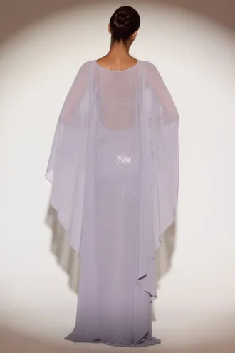 Jovelle transparenter, drapierter Chiffon-Umhang in Lila