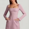 Ksenia A-Linie Minikleid mit Nadelstreifen in Mauve Ksenia A-Linie Minikleid mit Nadelstreifen in Mauve