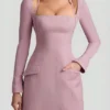 Ksenia A-Linie Minikleid mit Nadelstreifen in Mauve Ksenia A-Linie Minikleid mit Nadelstreifen in Mauve