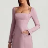 Ksenia A-Linie Minikleid mit Nadelstreifen in Mauve Ksenia A-Linie Minikleid mit Nadelstreifen in Mauve
