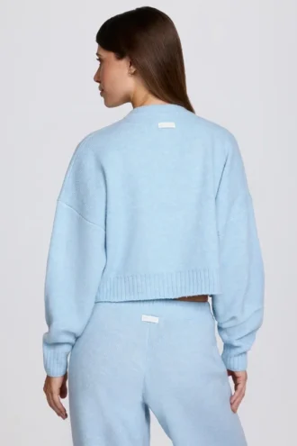Kurzer Strickcardigan in Puderblau