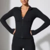 Langarmjacke mit Reißverschluss in Schwarz