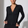 Langarmjacke mit Reißverschluss in Schwarz