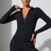 Langarmjacke mit Reißverschluss in Schwarz