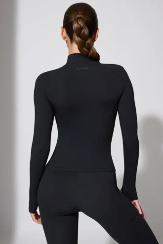 Langarmjacke mit Reißverschluss in Schwarz
