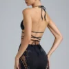 Liberty Bikini-Oberteil mit verzierten Kreuzbändern in Schwarz Liberty Bikini-Oberteil mit verzierten Kreuzbändern in Schwarz