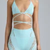 Liberty Bikini-Oberteil mit verzierten Kreuzträgern in Eisblau Liberty Bikini-Oberteil mit verzierten Kreuzträgern in Eisblau