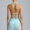 Liberty Bikini-Oberteil mit verzierten Kreuzträgern in Eisblau Liberty Bikini-Oberteil mit verzierten Kreuzträgern in Eisblau