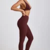 Linnea Petite gerippte Modal-Leggings mit hoher Taille in Espresso