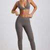 Linnea Petite gerippte Modal-Leggings mit hoher Taille in Grau Linnea Petite gerippte Modal-Leggings mit hoher Taille in Grau