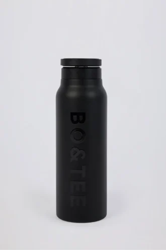 Magnetische, thermisch isolierte Edelstahl-Trinkflasche in Schwarz