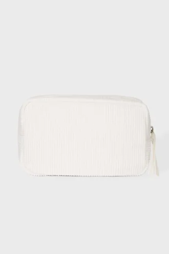 Make-up-Tasche aus Cord mit Schleife in Elfenbein