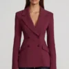 Marika Strukturierter Zweireiher-Blazer in Burgunderrot Marika Strukturierter Zweireiher-Blazer in Burgunderrot