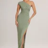 Maude Modal Asymmetrisches Maxikleid mit Rüschen in Salbeigrün Maude Modal Asymmetrisches Maxikleid mit Rüschen in Salbeigrün