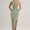 Maude Modal Asymmetrisches Maxikleid mit Rüschen in Salbeigrün Maude Modal Asymmetrisches Maxikleid mit Rüschen in Salbeigrün