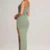 Maude Modal Asymmetrisches Maxikleid mit Rüschen in Salbeigrün Maude Modal Asymmetrisches Maxikleid mit Rüschen in Salbeigrün