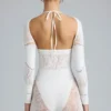 Melody Verzierter Cut-Out-Unitard in Elfenbein