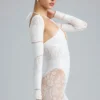 Melody Verzierter Cut-Out-Unitard in Elfenbein