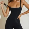 Mika Modal-Mini-Unitard mit quadratischem Ausschnitt in Schwarz