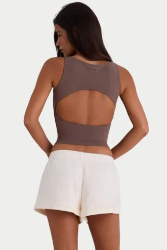 Mini-Shorts aus gebürstetem Jersey mit Gummizug in Ecru