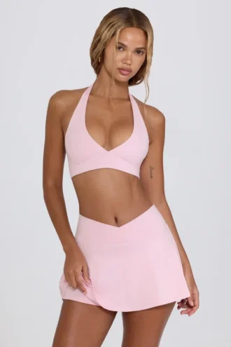Mini-Skort aus gebürstetem Jersey mit gekreuztem Schnitt in Hellrosa-Mélange Mini-Skort aus gebürstetem Jersey mit gekreuztem Schnitt in Hellrosa-Mélange