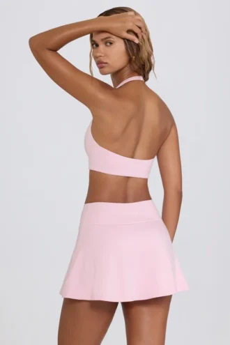 Mini-Skort aus gebürstetem Jersey mit gekreuztem Schnitt in Hellrosa-Mélange Mini-Skort aus gebürstetem Jersey mit gekreuztem Schnitt in Hellrosa-Mélange