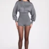 Moya Langarm-Jumpsuit aus feinem Strick in Grau