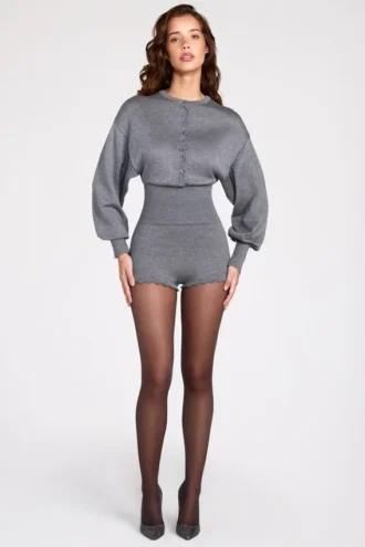 Moya Langarm-Jumpsuit aus feinem Strick in Grau Moya Langarm-Jumpsuit aus feinem Strick in Grau