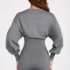 Moya Langarm-Jumpsuit aus feinem Strick in Grau