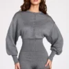 Moya Langarm-Jumpsuit aus feinem Strick in Grau