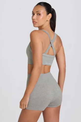 Nahtlose Super Sculpt Mini-Shorts in Grau meliert