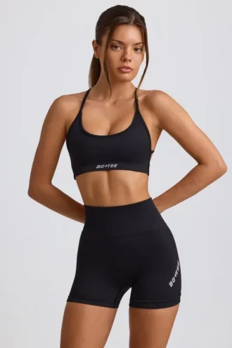 Nahtlose Super Sculpt Mini-Shorts in Schwarz