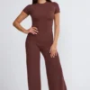 Nour Tall Mid Rise Wide Leg Trouser in Chocolate