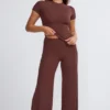 Nour Tall Mid Rise Wide Leg Trouser in Chocolate