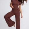Nour Tall Mid Rise Wide Leg Trouser in Chocolate