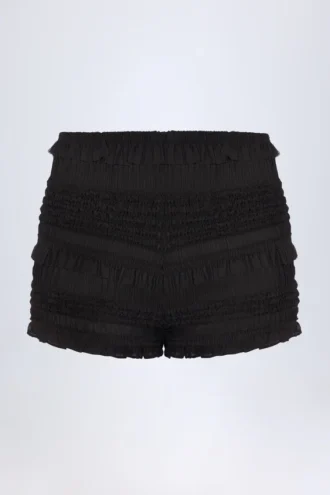 Orla Shorts mit Rüschen und mittlerer Leibhöhe in Schwarz