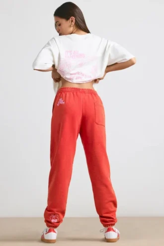 Oversize-Jogginghose aus gebürstetem Jersey in Rot Oversize-Jogginghose aus gebürstetem Jersey in Rot