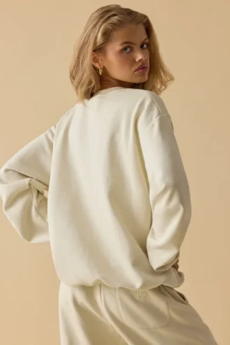 Oversized-Sweatshirt mit Rundhalsausschnitt in Beige