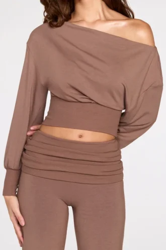 Thea Modal-Hose mit niedriger Leibhöhe und geradem Bein in Mokka