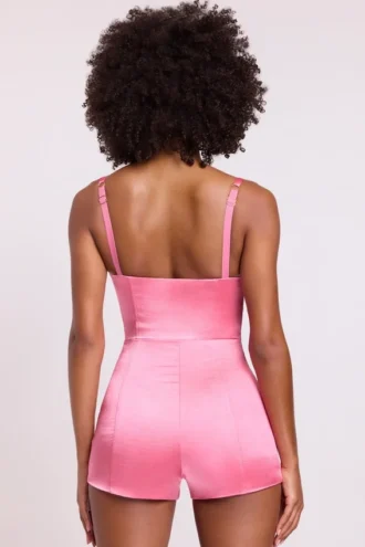 Romera Satin-Korsett-Mini-Playsuit in Rosa