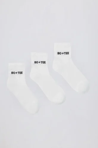 Set gerippter Crew-Socken in Weiß