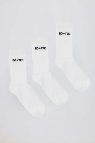 Set gerippter Crew-Socken in Weiß Set gerippter Crew-Socken in Weiß