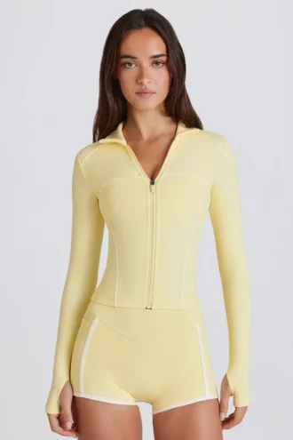 Soft Active Kontrast-Reißverschlussjacke in Lemon