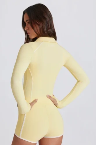 Soft Active Kontrast-Reißverschlussjacke in Lemon