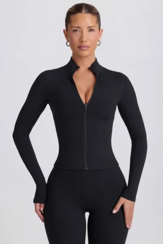 Soft Active Reißverschlussjacke in Schwarz
