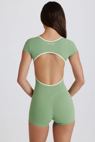 Soft Active Unitard mit offenem Rücken in Grün