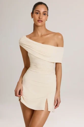 Suhana Modal Asymmetrisches A-Linien-Minikleid in Elfenbein Suhana Modal Asymmetrisches A-Linien-Minikleid in Elfenbein